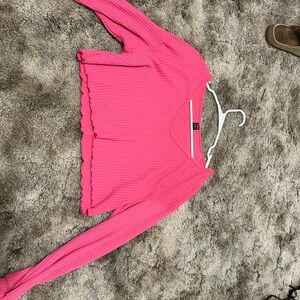 Pink Long Sleeve Ribbed Top